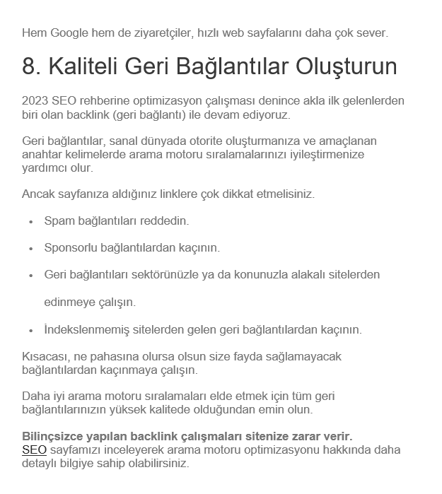 Arama motorlarına uygun içerik