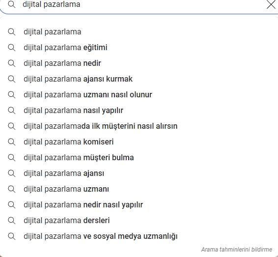 youtube arama tahminleri